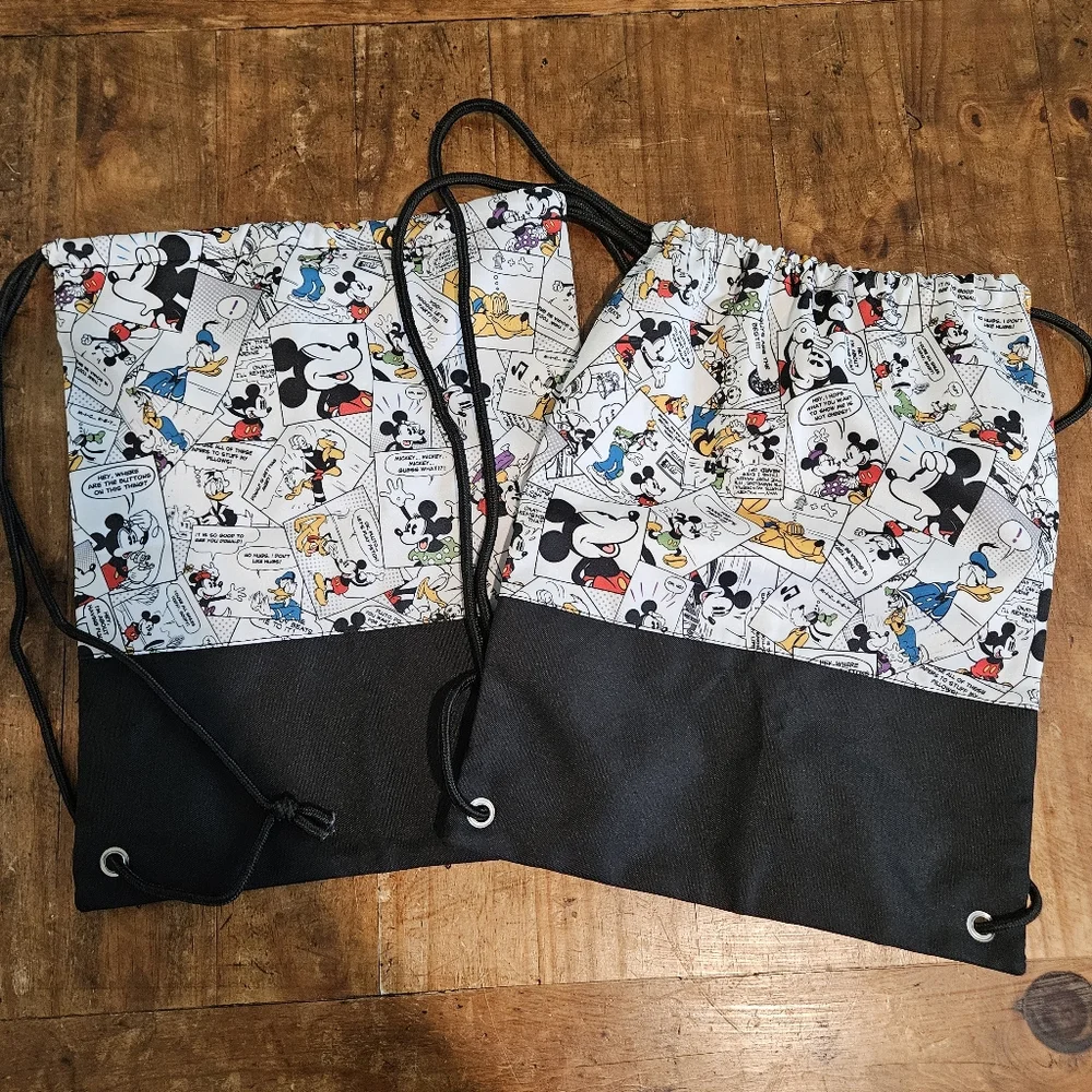 Two Disneyland Resort Mickey and Friends Cartoon Cinch Bags